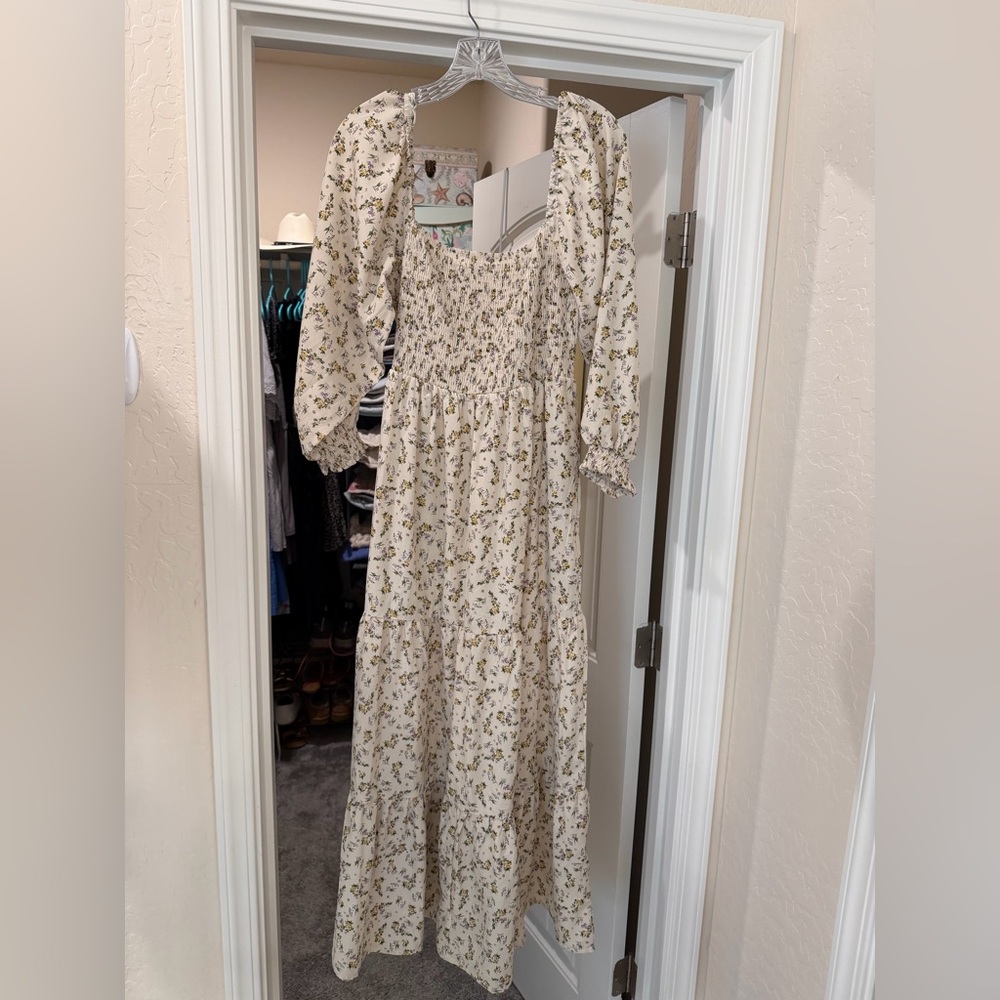 Floral Smocked Maternity Maxi Dress